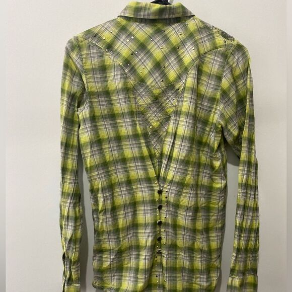 Rock 47 by wrangler cowgirl plaid western rodeo shirt with gems - Picture 4 of 6